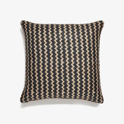 OKA OKA, Grassetto Zigzags Cushion Cover - Indigo/Persimmon, Cushion Covers, Cotton/Silk, Abstract