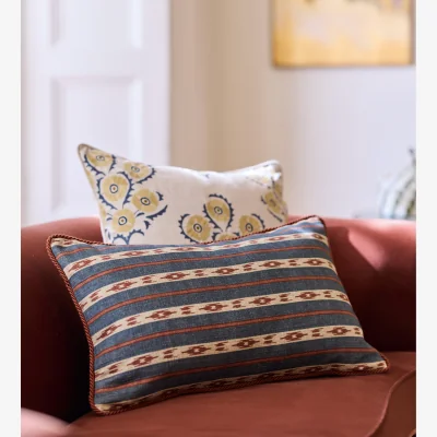 OKA OKA, Kalimantan Cushion Cover - Air Force Blue/Russet, Cushion Cover