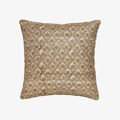OKA OKA, Cyma Cushion Cover - Green / Natural, Cushion Covers, Silk, Floral