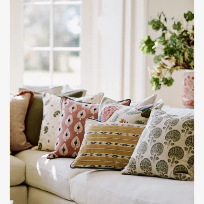 OKA OKA, Kalimantan Cushion Cover - Ochre/Petrol, Cushion Cover