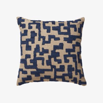 OKA OKA, Labirinto Cushion Cover - Perfect Navy, Cushion Covers, Linen, Geometric