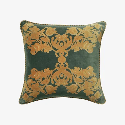 OKA OKA, Pemberley Cushion Cover - Juniper, Cushion Covers, Velvet, Floral
