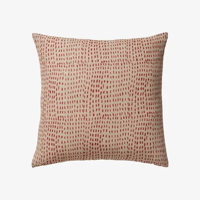OKA OKA, Nostell Dashes Cushion Cover - Red Madder, Cushion Covers, Linen, Geometric