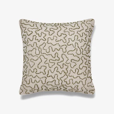 OKA OKA, Leptoria Embroidered Cushion Cover - Spruce, Cushion Covers, Linen, Abstract