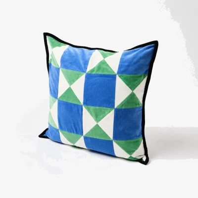 Oliver Bonas Geometric Patchwork Velvet Cushion Cover 60x60cm