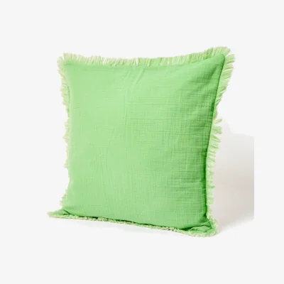 Oliver Bonas Reversible Green Fringed Cushion Cover 45x45cm