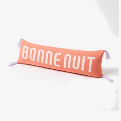 Oliver Bonas Bonne Nuit Orange Knitted Bolster Cushion Cover 32x95cm