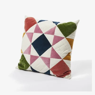 Oliver Bonas Patchwork Multicolour Velvet Cushion Cover 60x60cm