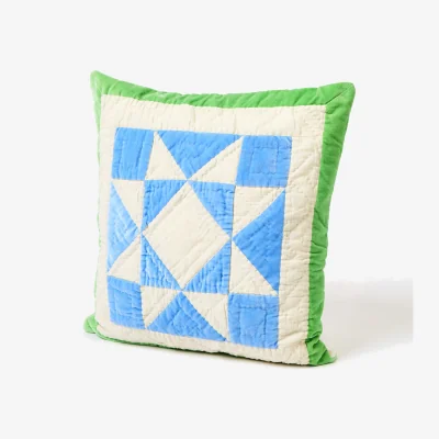 Oliver Bonas Star Blue Cotton Patchwork Cushion Cover 60x60cm