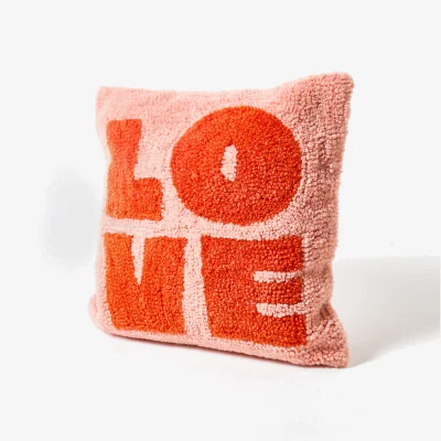 Oliver Bonas Love Pink Tufted Cushion Cover 45x45cm