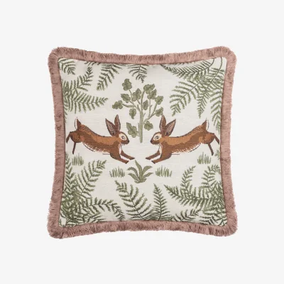 The Range Fable Rabbits Cotton Cushion Cover - Green