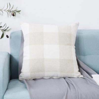 The Range Check Cotton Cushion Covers 45x45cm - Cream