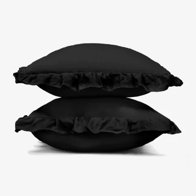 The Range OHS Gingham Check Frill Cushion Covers - Black / Machine Washable at 30°C / 2
