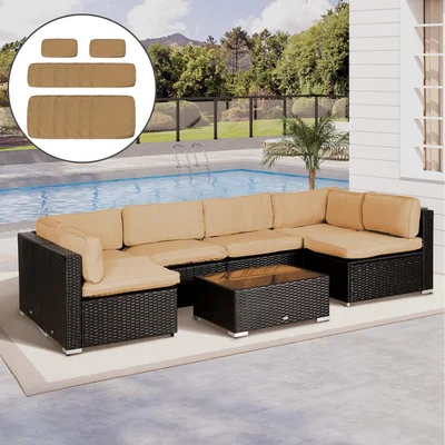 The Range Outsunny 14 Replacement Cushion Covers With Zip Fastening - Beige