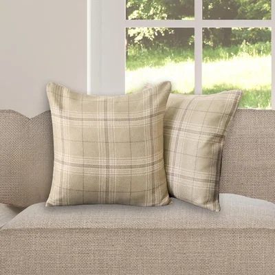 The Range Pack Of Woven Check Cushion Covers - Sage Green / 4