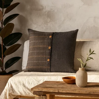The Range Quimper Set of 2 Pewter Tweed Cushion Covers - Grey