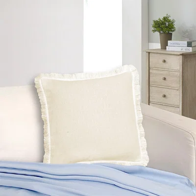 The Range Ela Single Special Design Tasseled Edged Linen Cusion Cover - Raw - White