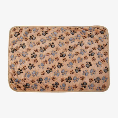 The Range Warm Paw Print Pet Mat Fleece Blanket Bed Cushion 76x52cm Brown - Brown