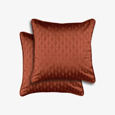 The Range Tokyo Embossed Geometric Pair of Cushion Covers - 43x43cm - Cases Only - Orange