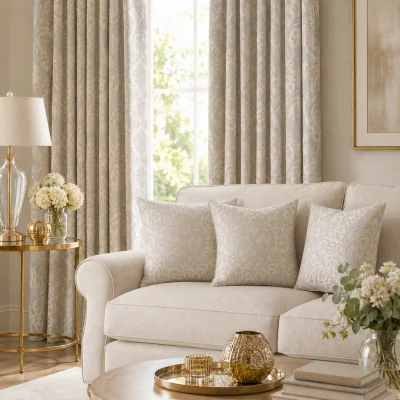 The Range Pack of 4 Jacquard Cushion Covers 45 x 45cm with Concealed Zip - Damask Natural / 2
