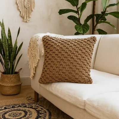 The Range Riomaggiore Coffee Macrame Cushion Covers Set of 2 - Brown