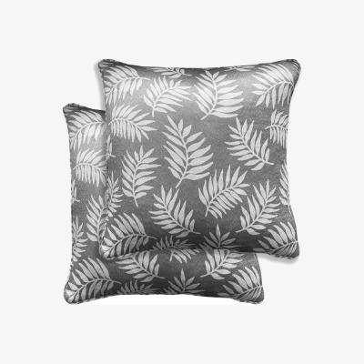 The Range Pair of Oakland Leaf Pattern Cushion Covers - 43x43cm - Cases Only - Grey