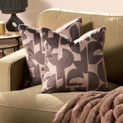 The Range OHS Abstract Print Cushion Covers - Brown / Machine washable at 30°C. Tumble dry friendly. Do not bleach or iron.