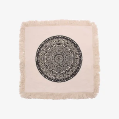 The Range Mandala Fringe Cushion Covers for Healing - Black
