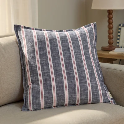 The Range Abersoch Stripe Cotton Cushion Cover - Regatta Red