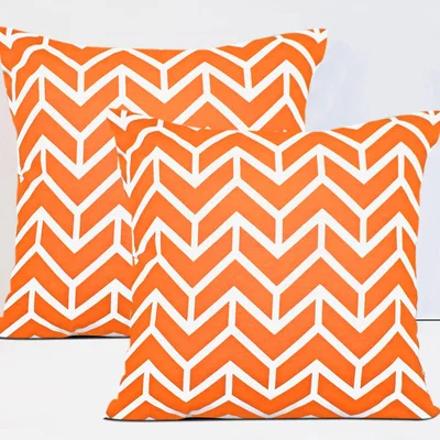 The Range Chevron Cusion Covers Set of 2 - Orange - Orange
