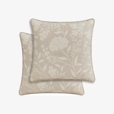 The Range Cuba Floral Pair of Cushion Covers - 43x43cm - Cases Only - Cream