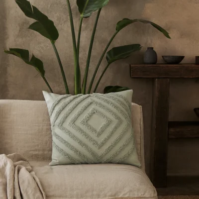 The Range Noli Sage Diamond Cushion Covers Set of 2 - Green