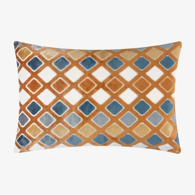 The Range Metro Diamond Velvet Rectangular Cushion Cover - Ginger