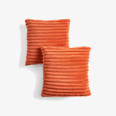 The Range OHS Faux Fur Thick Ribbed Cushion Covers - Rust / 45cm / Machine washable at 30°C. Tumble dry friendly. Do not bleach or iron. / 8