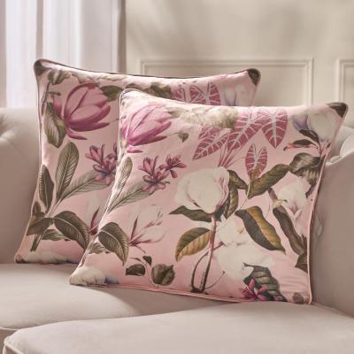 The Range Pack of Matte Velvet Floral Cushion Covers - Blush Pink