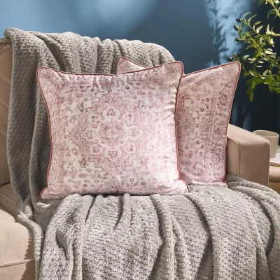 The Range OHS Vintage Printed Cushion Covers - Blush / Machine washable at 30°C. Tumble dry friendly. Do not bleach or iron.