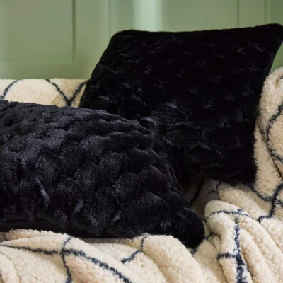 The Range OHS Jumbo Waffle Fur Cushion Cover - Black