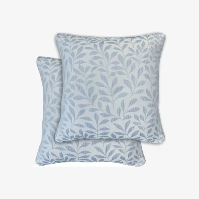 The Range Sherwood Jacquard Leaf Design Pair of Cushion Covers - 43x43cm - Cases Only - Ice Blue