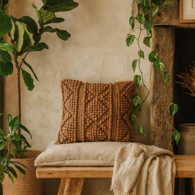 The Range Sarlat Set of 2 Handwoven Coffee Cushion Covers - Brown