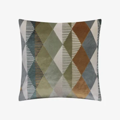 The Range Metro Harlequin Velvet Square Cushion Cover - Green