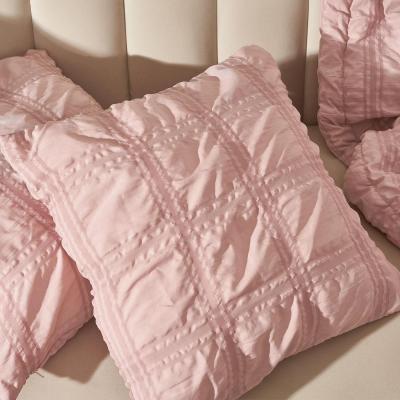 The Range Sienna 2 x Seersucker Pleated Cushion Covers Zipper Plain - Blush Pink