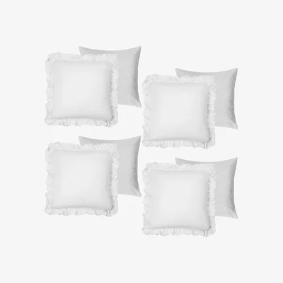 The Range Pack Linen Frill Cushion Covers Filled Home Living Luxury - White / 4