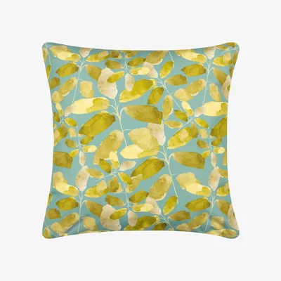 The Range Watercolour Leaves Outdoor Cushion Cover - Aqua