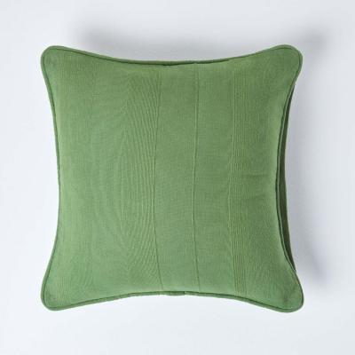 The Range Homescapes Cotton Rajput Ribbed Cushion Cover - Dark Olive / 45cm
