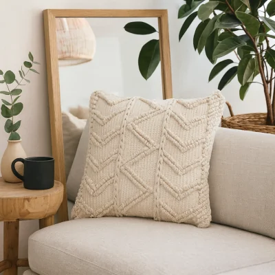 The Range Alda Handwoven Zig Zag Cushion Covers Set of 2 - Cream