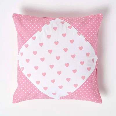 The Range Cotton Pink Hearts and Polka Dots Cushion Cover - Pink / 45cm