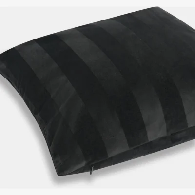 The Range OHS Stripe Velvet Cushion Covers - Black / Machine Washable at 30°C