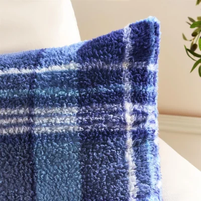 The Range OHS Winter Check Teddy Cushion Covers - Navy