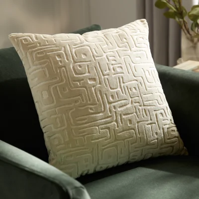 The Range Soren Cut Velvet Abstract Cushion Cover - Chalk