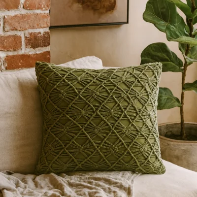 The Range Amalfi Handwoven Geometric Cushion Covers Set of 2 - Greem